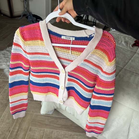 Pink and multicolored knit cardigan - Picture 2 of 5